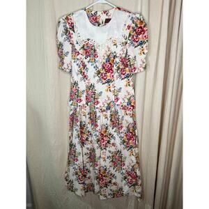 1980s Lisa II Floral Maximalist Coquette Cottage Feminine Sailor Lace Dress M